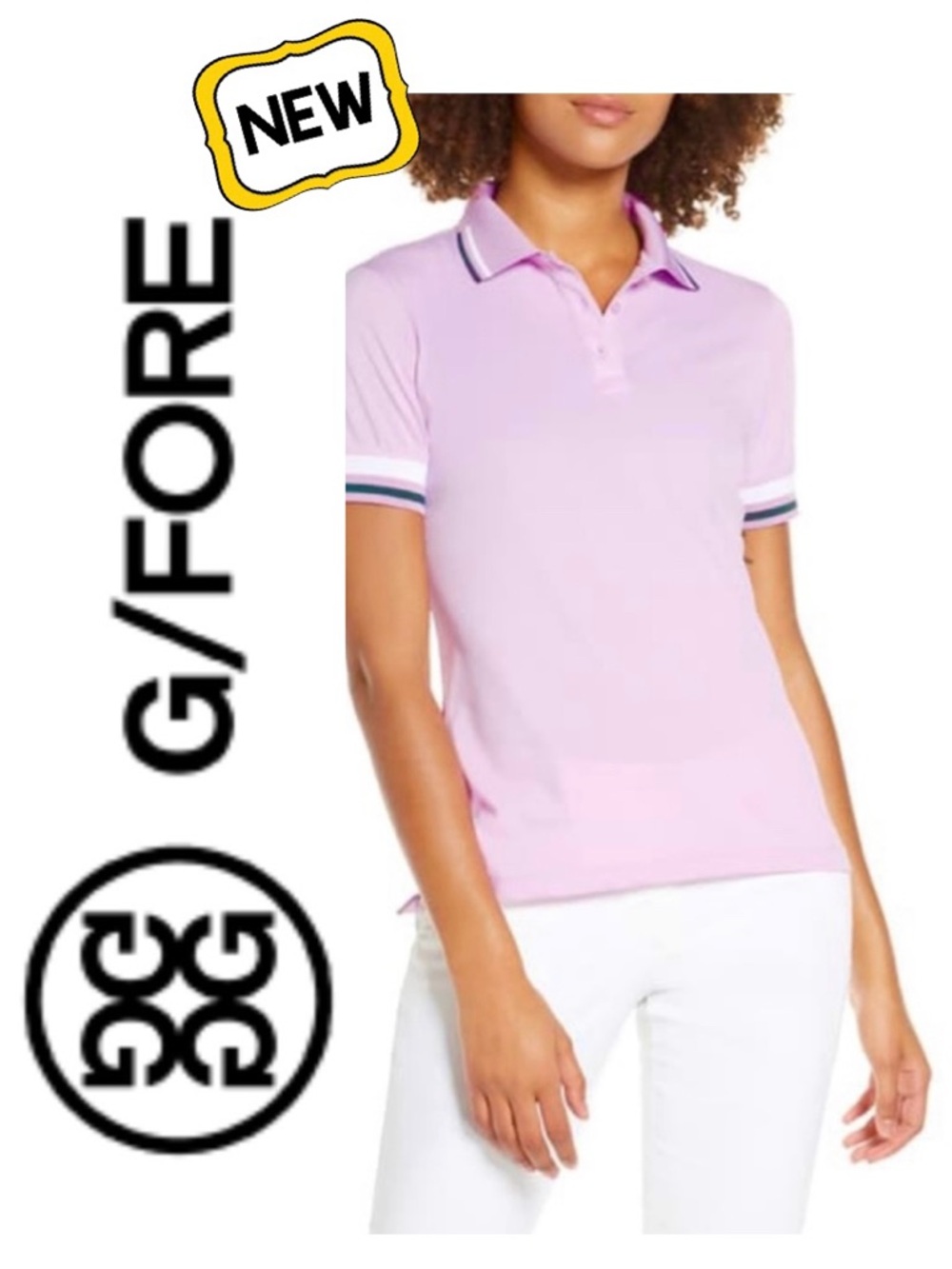 New G/FORE Tipped Violet Polo Golf Athleisure Performance Lilac GFORE G4 Women S